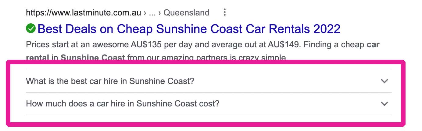 Example of Rich Snippets